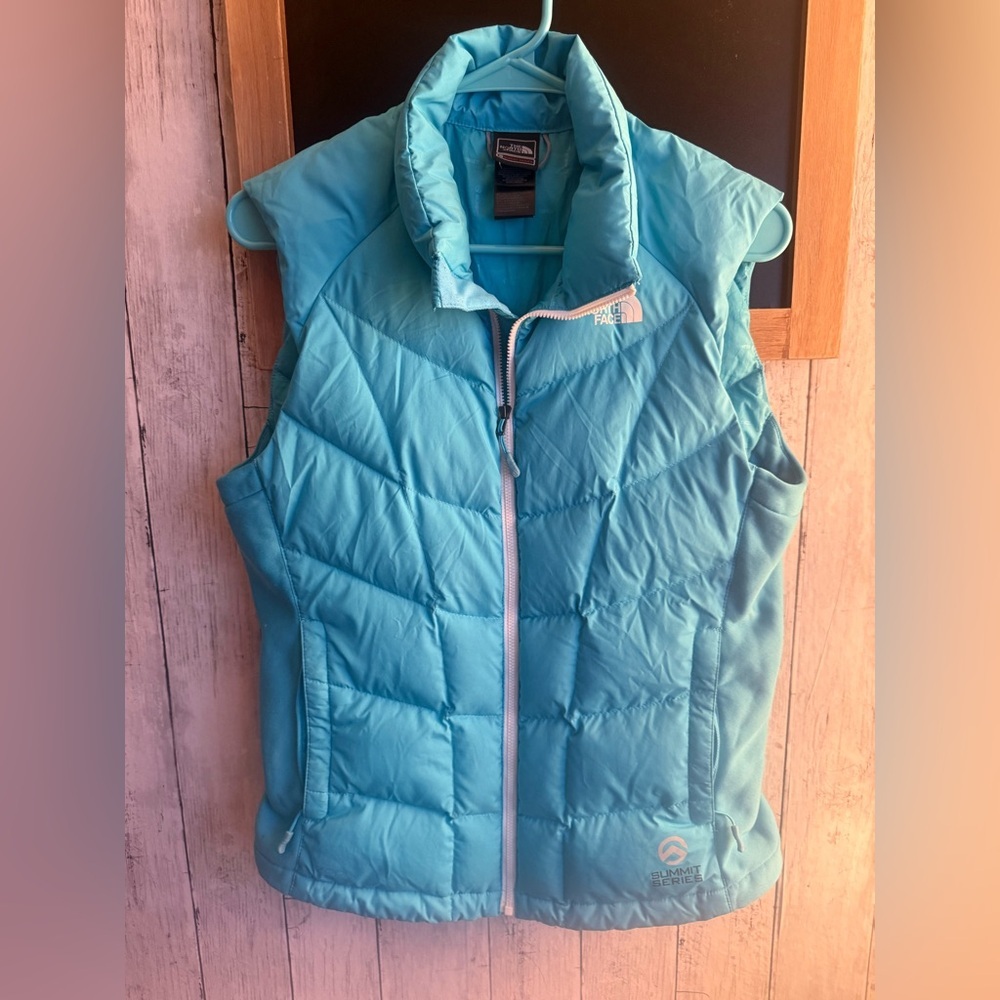 The North Face Summit Series Down Vest Women M Blue Puffer Insulated Outdoor